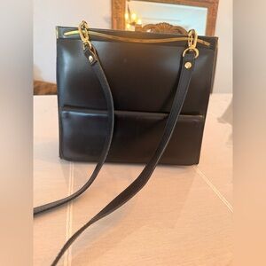 Vintage Dofan Black Leather Frame Bag | Made in France | Gold Hardware